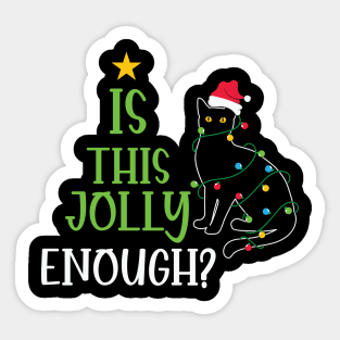 Is This Jolly Enough Funny Cat Christmas Gift Sticker